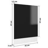 NNEVL Dishwasher Panel High Gloss Black 45x3x67 cm Chipboard