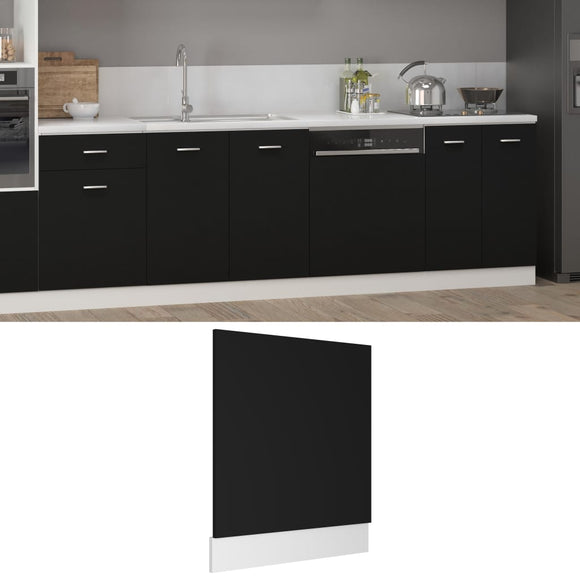 NNEVL Dishwasher Panel Black 59.5x3x67 cm Chipboard