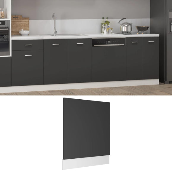NNEVL Dishwasher Panel Grey 59.5x3x67 cm Chipboard