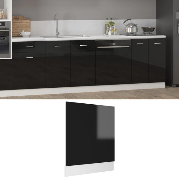 NNEVL Dishwasher Panel High Gloss Black 59.5x3x67 cm Chipboard