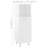 NNEVL Bathroom Cabinet White 30x30x95 cm Chipboard