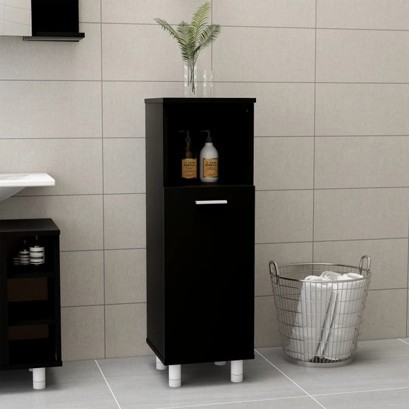 NNEVL Bathroom Cabinet Black 30x30x95 cm Chipboard
