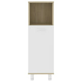NNEVL Bathroom Cabinet White and Sonoma Oak 30x30x95 cm Chipboard