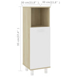 NNEVL Bathroom Cabinet White and Sonoma Oak 30x30x95 cm Chipboard
