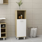 NNEVL Bathroom Cabinet White and Sonoma Oak 30x30x95 cm Chipboard