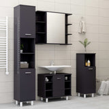 NNEVL Bathroom Cabinet High Gloss Grey 30x30x95 cm Chipboard