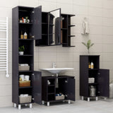 NNEVL Bathroom Cabinet High Gloss Grey 30x30x95 cm Chipboard