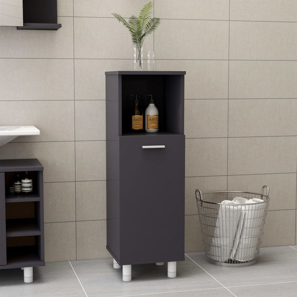 NNEVL Bathroom Cabinet High Gloss Grey 30x30x95 cm Chipboard