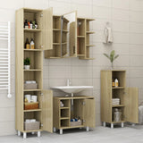 NNEVL Bathroom Cabinet Sonoma Oak 30x30x179 cm Engineered Wood