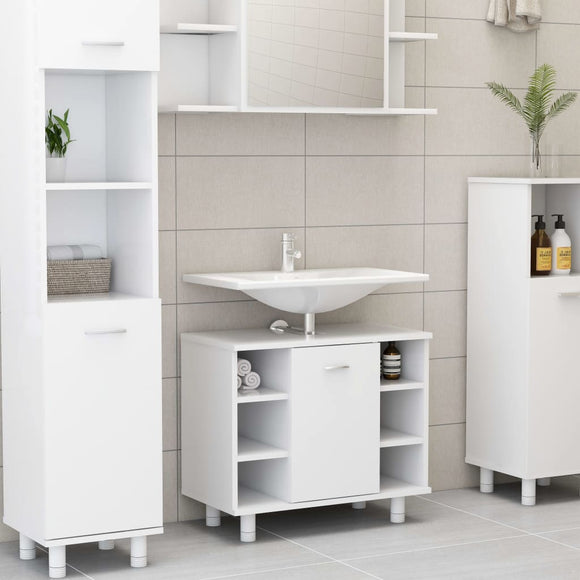 NNEVL Bathroom Cabinet White 60x32x53.5 cm Chipboard