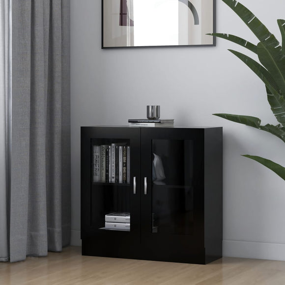 NNEVL Vitrine Cabinet Black 82.5x30.5x80 cm Chipboard