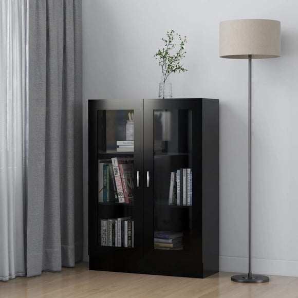 NNEVL Vitrine Cabinet Black 82.5x30.5x115 cm Chipboard