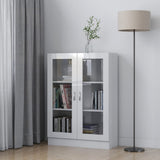 NNEVL Vitrine Cabinet High Gloss White 82.5x30.5x115 cm Chipboard