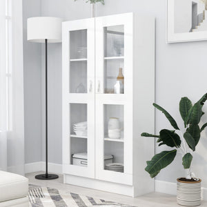 NNEVL Vitrine Cabinet White 82.5x30.5x150 cm Chipboard