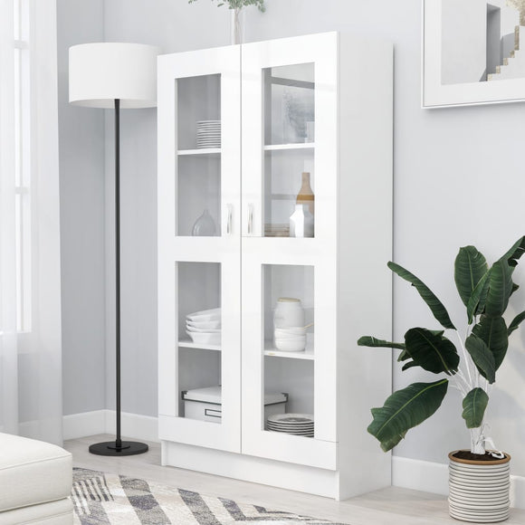 NNEVL Vitrine Cabinet White 82.5x30.5x150 cm Chipboard