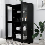 NNEVL Vitrine Cabinet Black 82.5x30.5x150 cm Chipboard