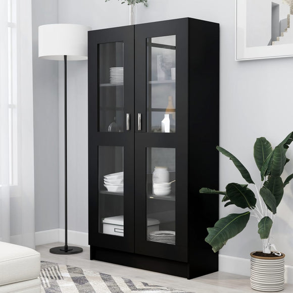NNEVL Vitrine Cabinet Black 82.5x30.5x150 cm Chipboard