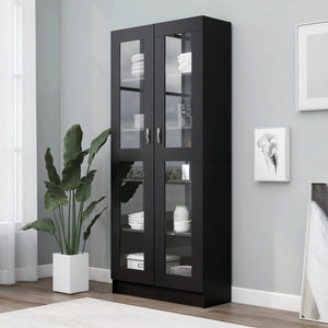 NNEVL Vitrine Cabinet Black 82.5x30.5x185.5 cm Chipboard