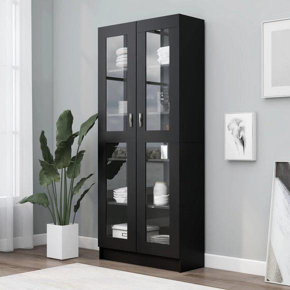 NNEVL Vitrine Cabinet Black 82.5x30.5x185.5 cm Chipboard