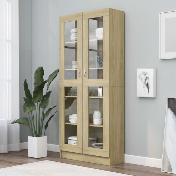 NNEVL Vitrine Cabinet Sonoma Oak 82.5x30.5x185.5 cm Chipboard