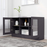 NNEVL Vitrine Cabinet Grey 120x30.5x70 cm Chipboard