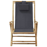 NNEVL Reclining Relaxing Chair Dark Grey Bamboo and Fabric