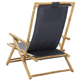NNEVL Reclining Relaxing Chair Dark Grey Bamboo and Fabric