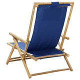 NNEVL Reclining Relaxing Chair Navy Blue Bamboo and Fabric