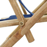 NNEVL Reclining Relaxing Chair Navy Blue Bamboo and Fabric
