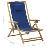 NNEVL Reclining Relaxing Chair Navy Blue Bamboo and Fabric
