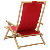 NNEVL Reclining Relaxing Chair Red Bamboo and Fabric