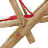 NNEVL Reclining Relaxing Chair Red Bamboo and Fabric