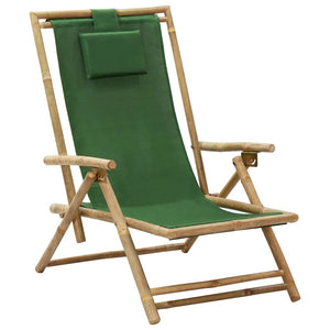 NNEVL Reclining Relaxing Chair Green Bamboo and Fabric