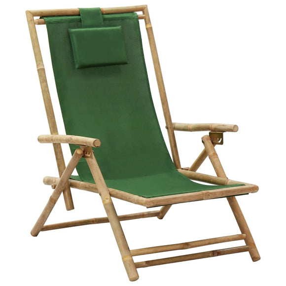 NNEVL Reclining Relaxing Chair Green Bamboo and Fabric