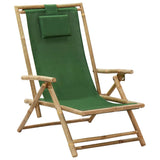 NNEVL Reclining Relaxing Chair Green Bamboo and Fabric