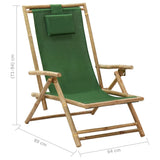 NNEVL Reclining Relaxing Chair Green Bamboo and Fabric