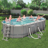 NNEVL Bestway Power Steel Swimming Pool Set Oval 549x274x122cm