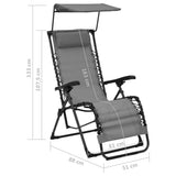 NNEVL Folding Deck Chair Textilene Grey