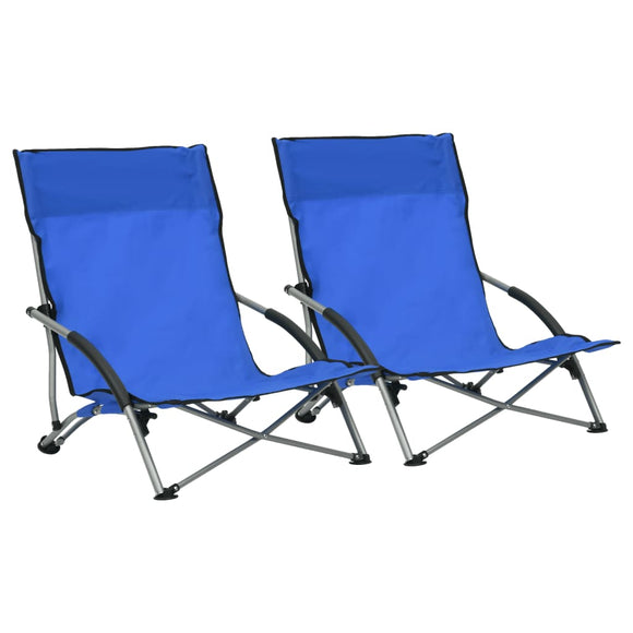 NNEVL Folding Beach Chairs 2 pcs Blue Fabric