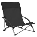 NNEVL Folding Beach Chairs 2 pcs Black Fabric