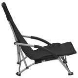 NNEVL Folding Beach Chairs 2 pcs Black Fabric