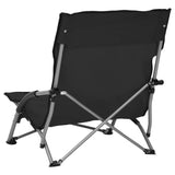 NNEVL Folding Beach Chairs 2 pcs Black Fabric