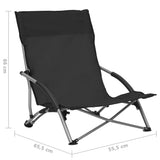 NNEVL Folding Beach Chairs 2 pcs Black Fabric