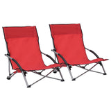 NNEVL Folding Beach Chairs 2 pcs Red Fabric