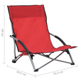 NNEVL Folding Beach Chairs 2 pcs Red Fabric