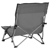 NNEVL Folding Beach Chairs 2 pcs Grey Fabric