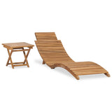 NNEVL Folding Sun Lounger with Table Solid Teak Wood