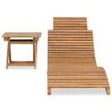 NNEVL Folding Sun Lounger with Table Solid Teak Wood