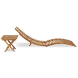 NNEVL Folding Sun Lounger with Table Solid Teak Wood