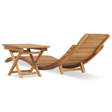 NNEVL Folding Sun Lounger with Table Solid Teak Wood